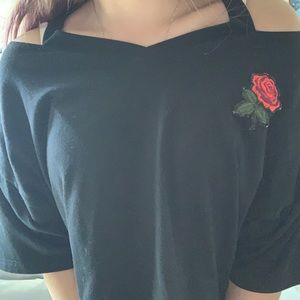 black crop top with rose